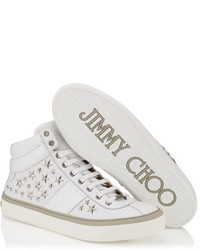 Jimmy Choo Belgravia Black Nappa Sneakers With Gunmetal Stars