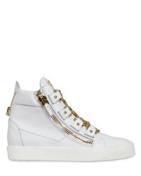 Chain Lace Up Leather High Top Sneakers