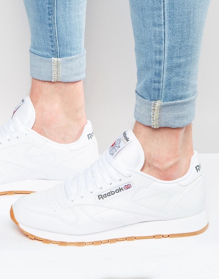 Reebok Classic Leather Sneakers In White 49799, $43 | Asos Lookastic