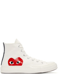 Comme des Garcons Comme Des Garons Play Ivory Half Heart Converse Edition High Top Sneakers