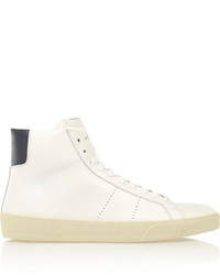 Saint Laurent Court Classic Leather High Top Sneakers White