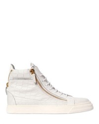 Croc Embossed Leather High Top Sneakers