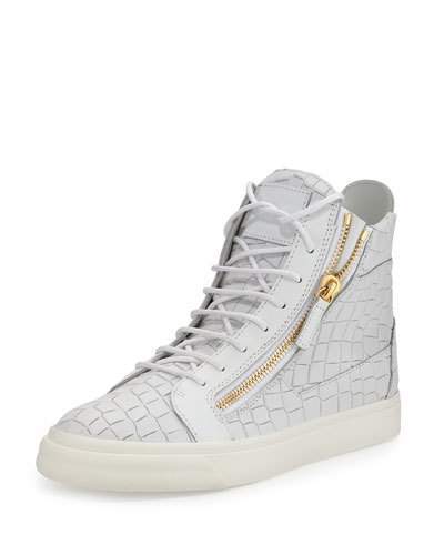 giuseppe zanotti white croc sneakers