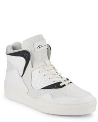 Embossed Leather High Top Sneakers