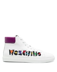 Moschino Embroidered Logo High Top Sneakers
