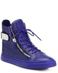 Giuseppe Zanotti Heel Bar Leather High Top Sneakers