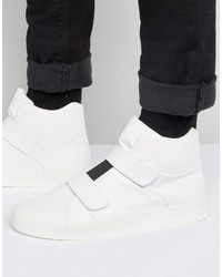 Asos High Top Sneakers In White With Elastic And Straps
