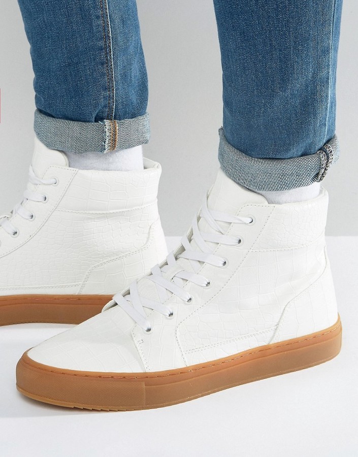 ALDO Men's Rigidus Sneaker White Leather Brown Heel Tab Size 9 / 10.5 NEW  RARE | eBay