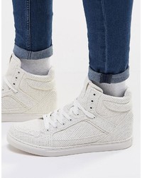 Asos High Top Sneakers In White With Perforation
