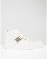 Asos High Top Sneakers In White With Strap