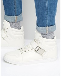Asos High Top Sneakers In White With Strap