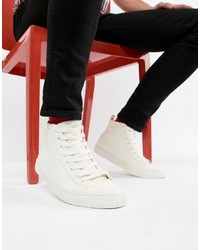 ASOS DESIGN High Top Trainers In White On Crepe Look Sole