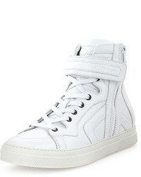 Pierre Hardy Leather High Top Sneaker White