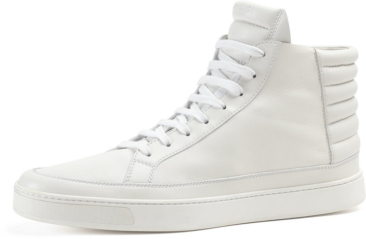 Gucci Leather High Top Sneaker White 