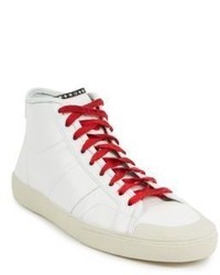Saint Laurent Leather High Top Sneakers