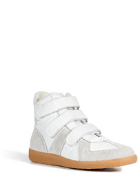 Maison Margiela Leather And Suede High Top Sneakers