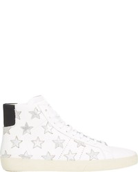 Saint Laurent Metallic Star Applique Sneakers White