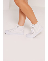 Missguided High Top Lace Up Toe Cap Trainers White