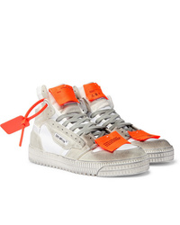 Off-White Off Court 30 Distressed Suede Leather And Canvas High Top Sneakers