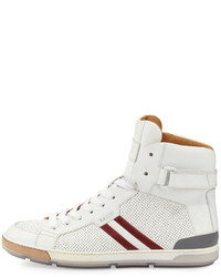 Bally Perforated High Top Sneaker White