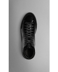Burberry Polished Leather High Top Trainers