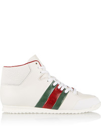 Gucci Python Paneled Leather High Top Sneakers