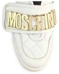 Moschino Quilted Leather Logo High Top Sneakers