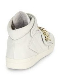 Moschino Quilted Leather Logo High Top Sneakers
