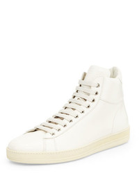 Tom Ford Russel Leather High Top Sneaker White