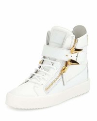 Giuseppe Zanotti Side Horn Leather High Top Sneaker White