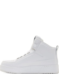 3.1 Phillip Lim White Buffed Matte Leather High Top Sneakers