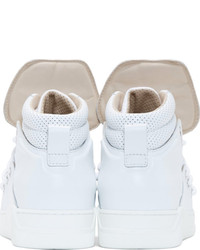 Dolce & Gabbana White Leather Benelux High Top Sneakers