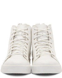 Diesel White Leather Diamond Sneakers