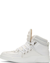 Dolce & Gabbana White Leather High Top Flag Sneakers