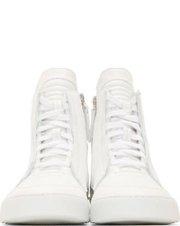 Helmut Lang White Leather High Top Sneakers