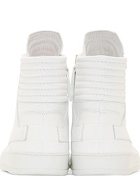 Helmut Lang White Leather High Top Sneakers