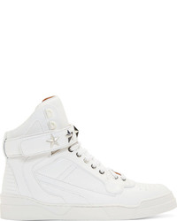 Givenchy White Leather Star Tyson High Top Sneakers