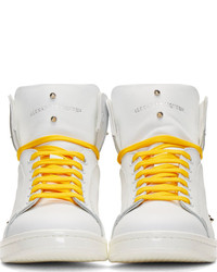 Alexander McQueen White Leather Studded High Top Sneakers