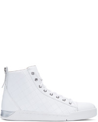Diesel White Quilted Diamond High Top Sneakers