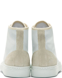 Woman By Common Projects Ssense White Tournat Perforated High Top Sneaker