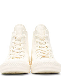 Converse X Maison Margiela White Blue Painted High Top Sneakers