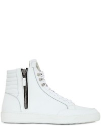 Zip Up Leather High Top Sneakers