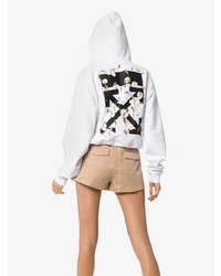 Off-White Arrow Motif Cropped Hooded Cotton Jumper