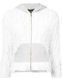 Moschino Boutique Cable Knit Jersey Pocket Hoodie