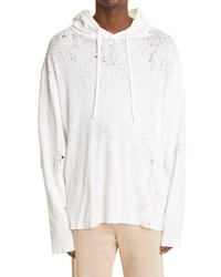 1017 Alyx 9Sm Destroyed Cotton Hoodie In White At Nordstrom