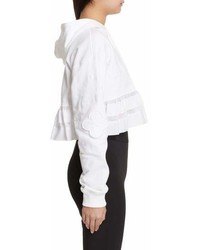 Opening Ceremony Embroidered Ruffle Hem Crop Hoodie