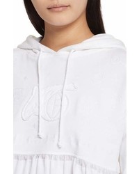 Opening Ceremony Embroidered Ruffle Hem Crop Hoodie