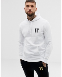 11 Degrees Hoodie In White With Logo