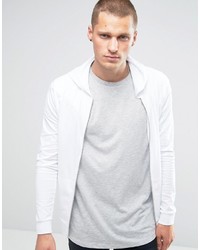 Asos Light Weight Jersey Muscle Zip Up Hoodie In White