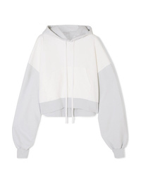 Unravel Project Oversized Cropped Two Tone Cotton Terry Hoodie